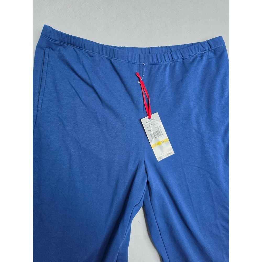 Ruby Rd Ankle Pants Women’s Medium Indigo Blue French Terry Lined Wide Leg NWT