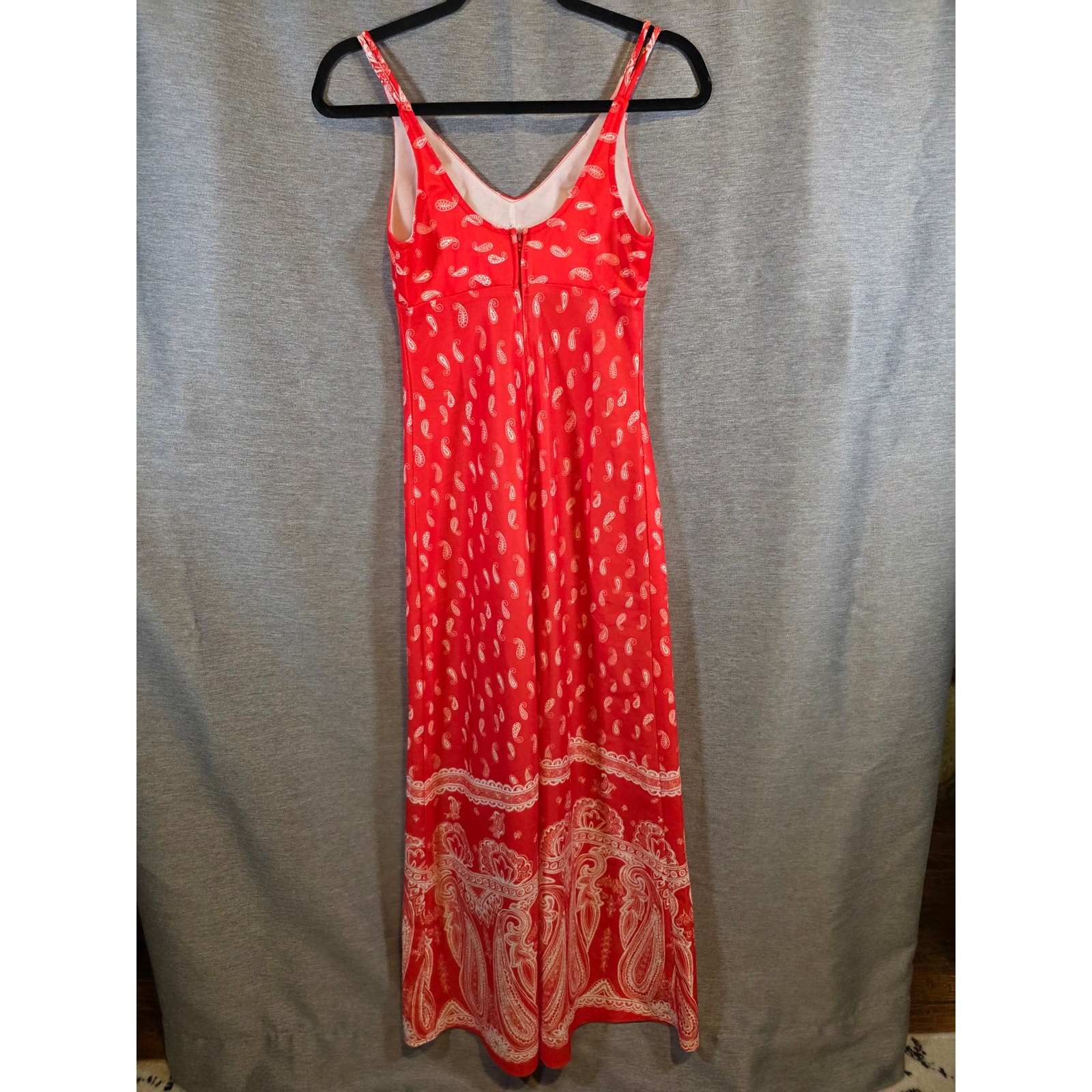 Vintage 70s Jack Hartley Inc Miami Red Bandana Boho Dress Sz Sm *READ*