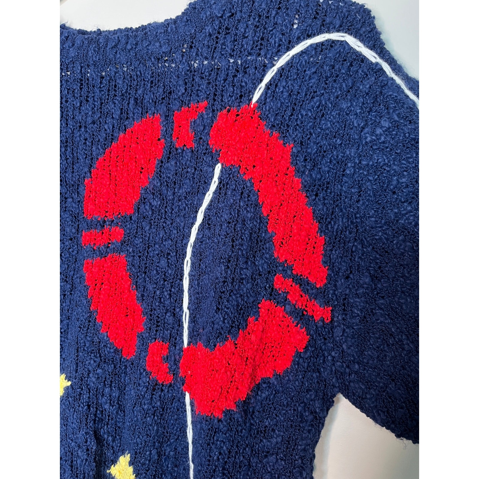 1980s Boundary Waters Nautical Sailor Coastal Cruise Resort Popcorn Sweater M