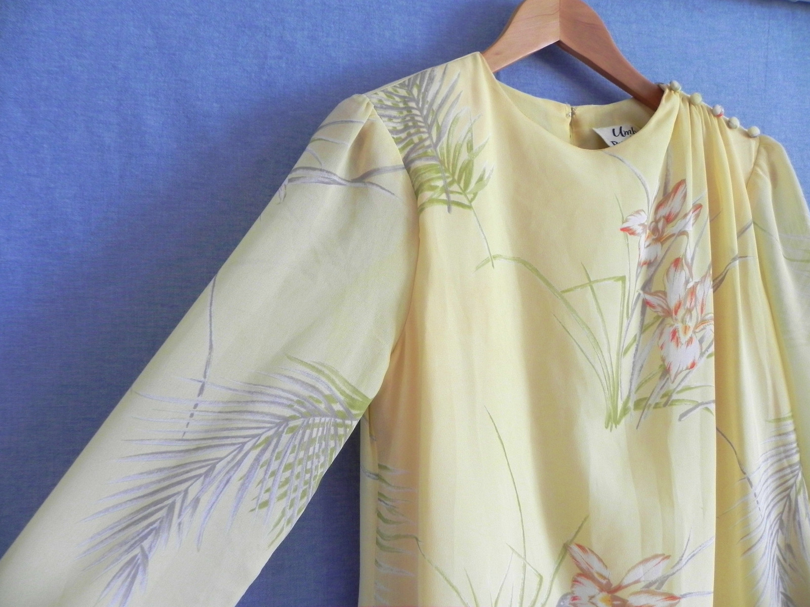 Vtg Umba for Parues Feinstein Dress Multi-Color Floral Long Sleeve Size 14(US10)