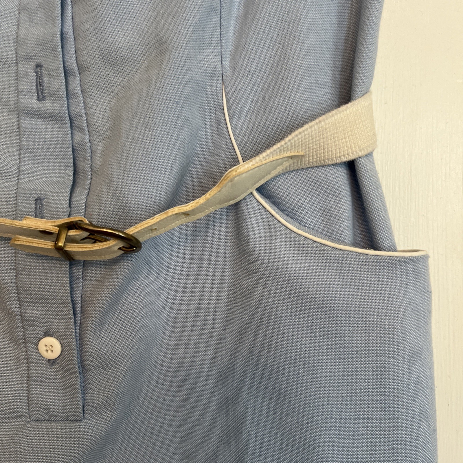 Leslie Fay Original Blue Oxford Cloth Sleeveless Shirtwaist