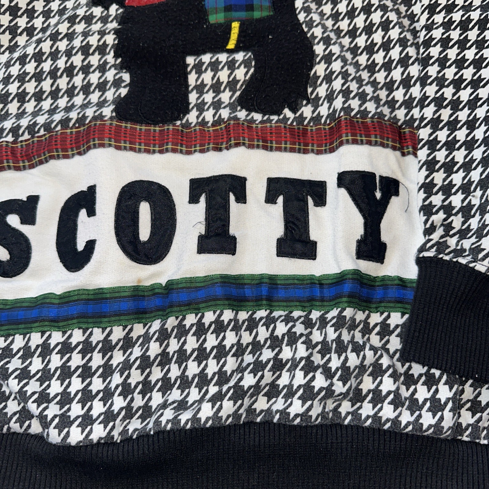 Vtg Marcy ‘N Me II~By Patrick Lee Scotty Dog~Houndstooth Top~large