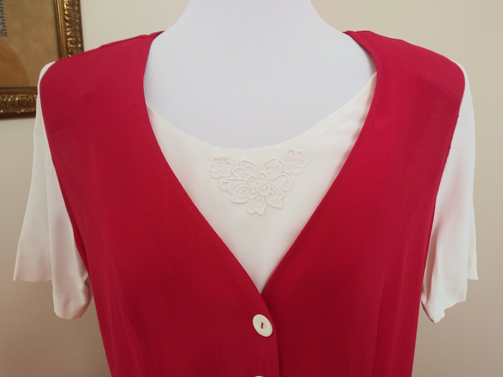 Vintage 1990’s Long Pink and White Dress by Elisabeth Size 12 Made in USA EUC
