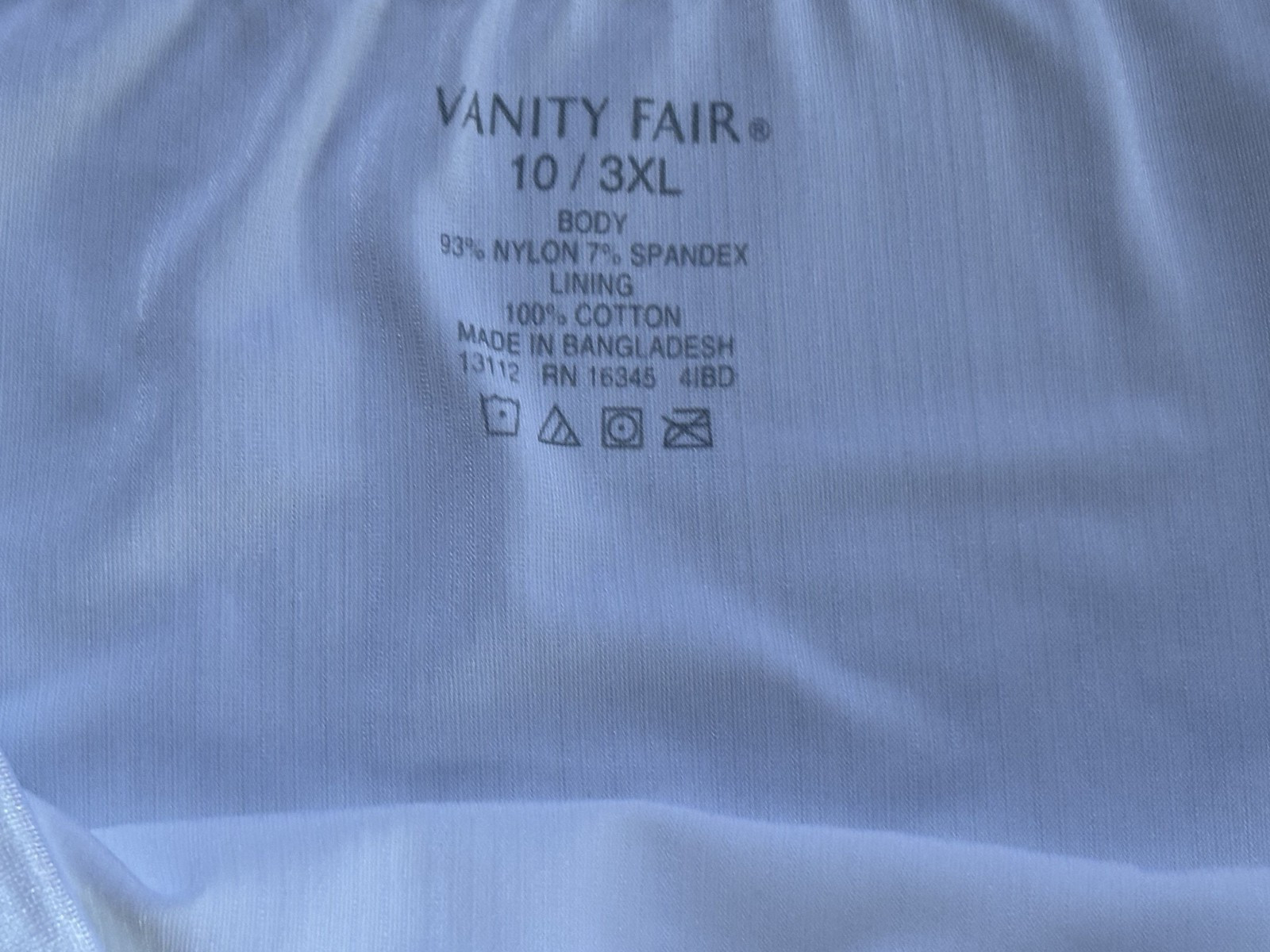 Vanity Fair 10/3XL Snow White Silky RADIANT COLLECTION Hi Cut Panties #13112