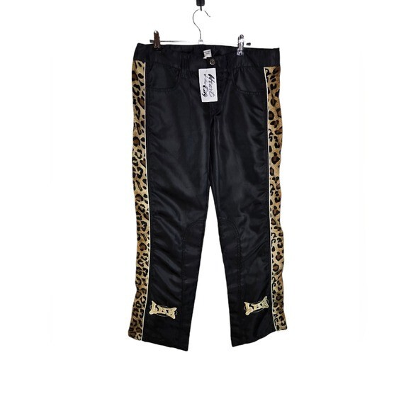 vtg y2k LBZ low rise moto rave edm club animal print pants women 7 new nwt