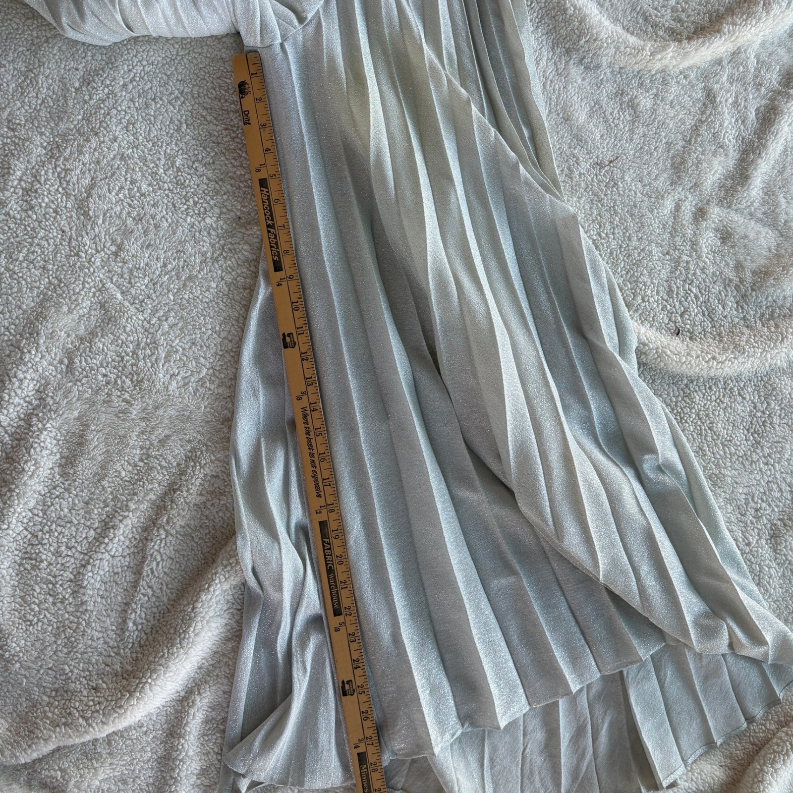 Vtg Miss Shaheen Silver Pleated Wide Leg Jumpsuit Size 10 Disco Retro