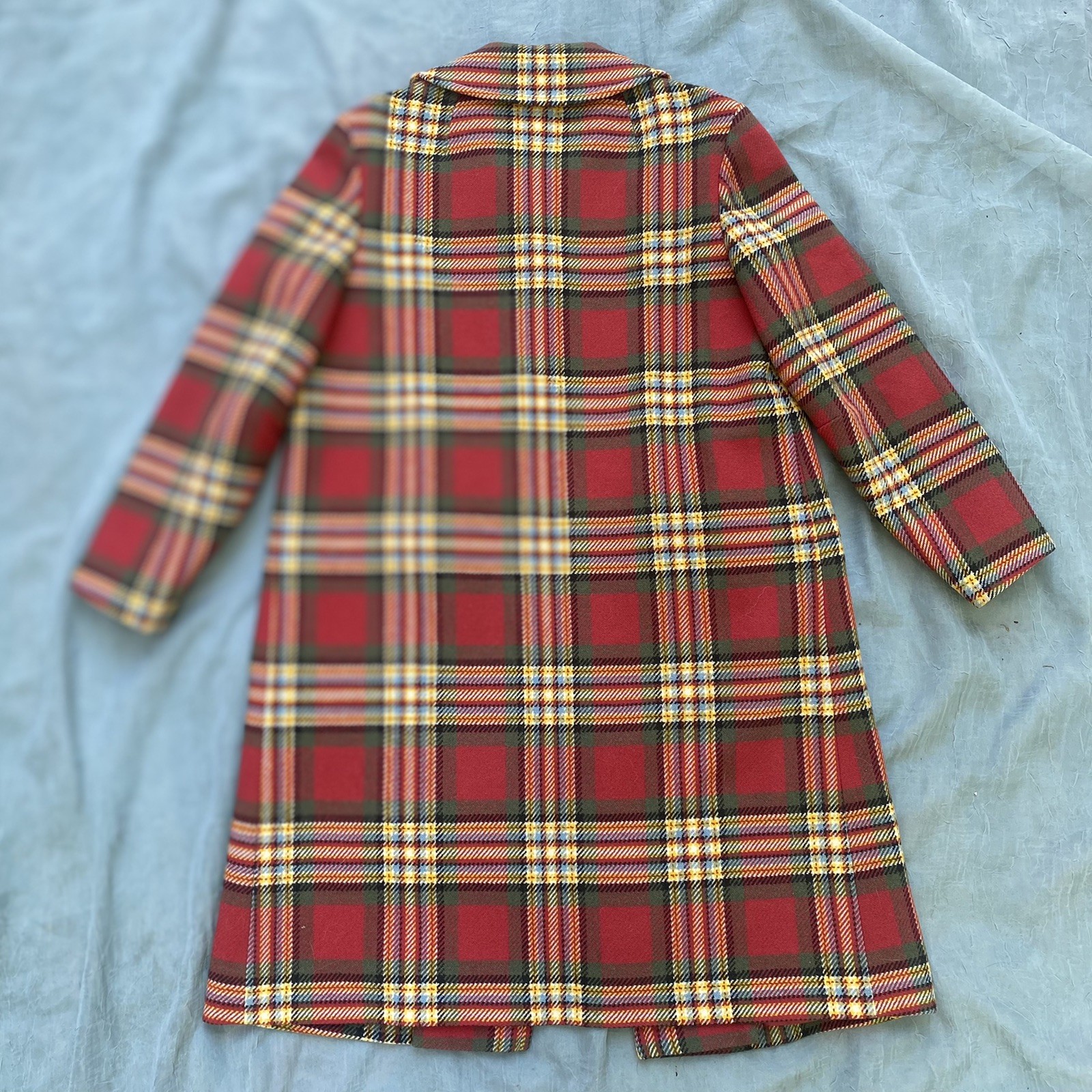 Vintage 1950s Pendleton 100% Virgin Wool Red Plaid Multi Color Town Coat S/M