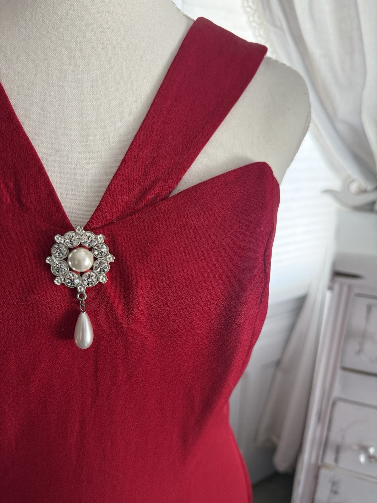 90s Vintage LA Glo Dress Gown Prom Party Cocktail Black Pencil Cutout Collar 7/8