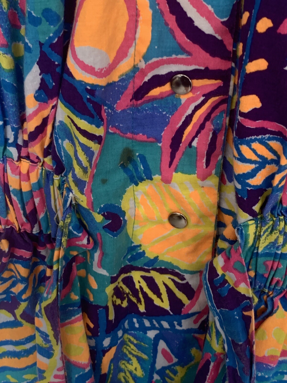 Vintage 80’s Bendigo Colorful Vibrant Funky Hooded Belted Peplum Top Medium