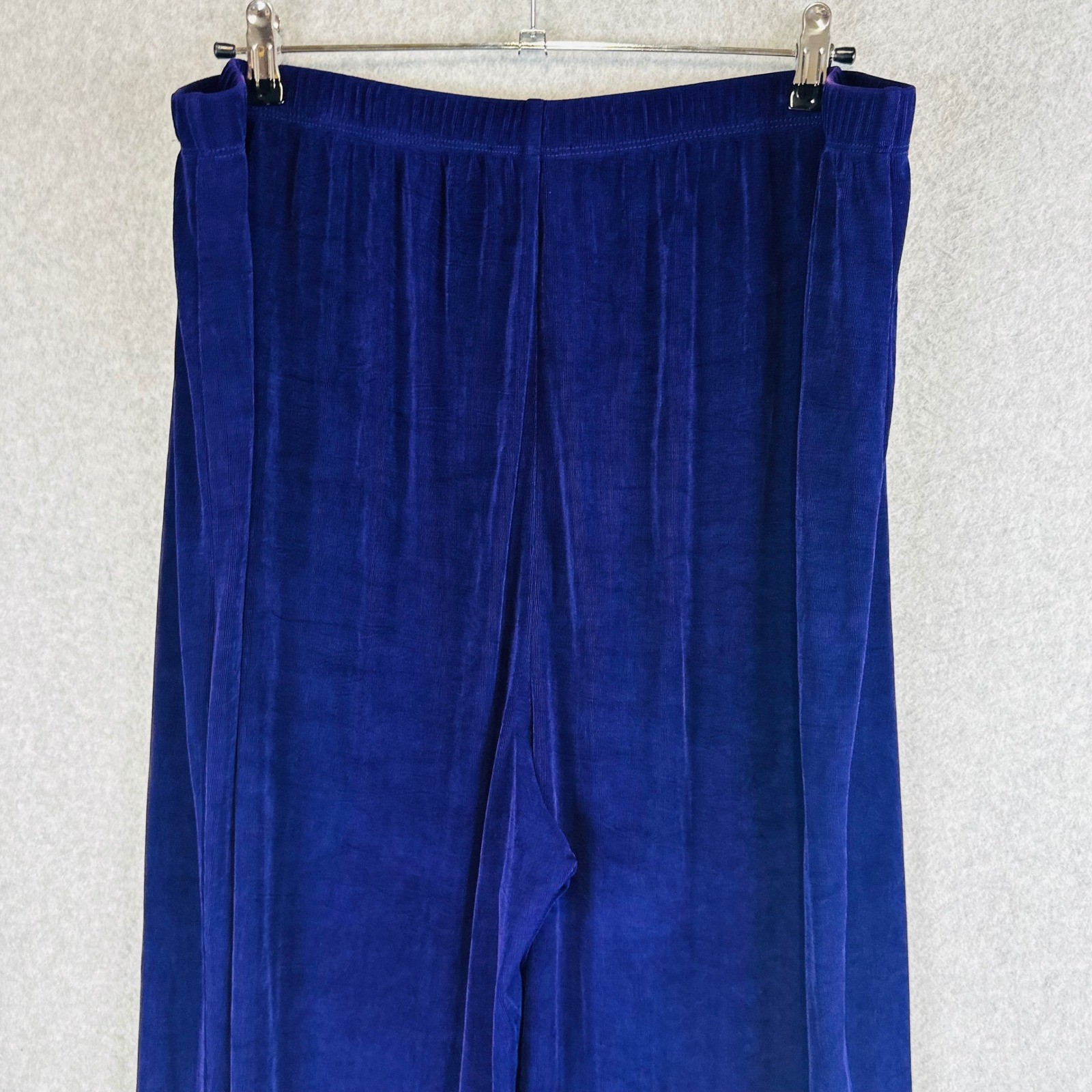 Vikki Vi Womans 3X Petite Wide Leg Pants Pull On Stretch Purple Slinky Travel