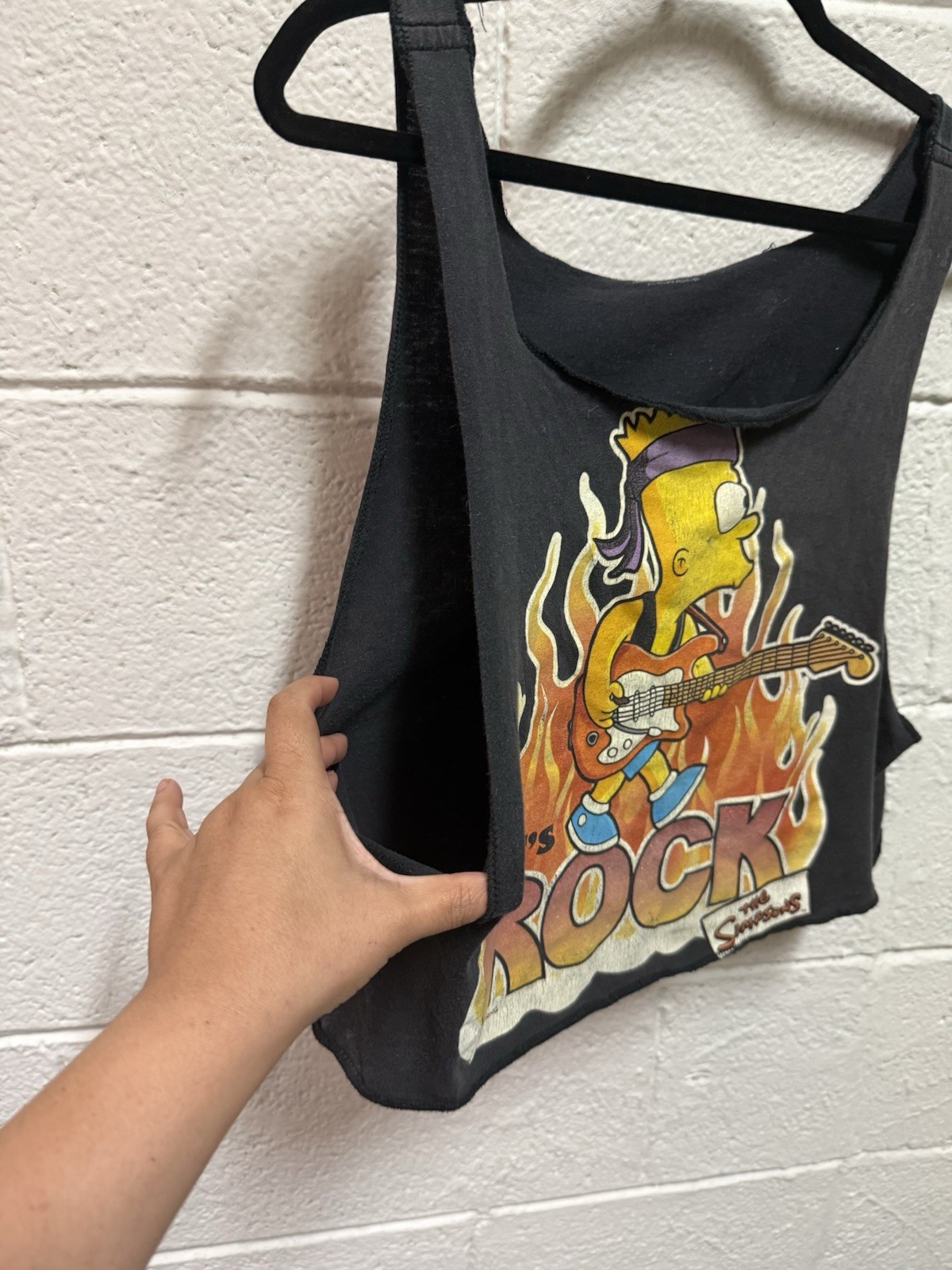 2008 Y2K Bart Simpson The Simpsons LETS ROCK Upcycled T-Shirt VINTAGE Med-Lrg