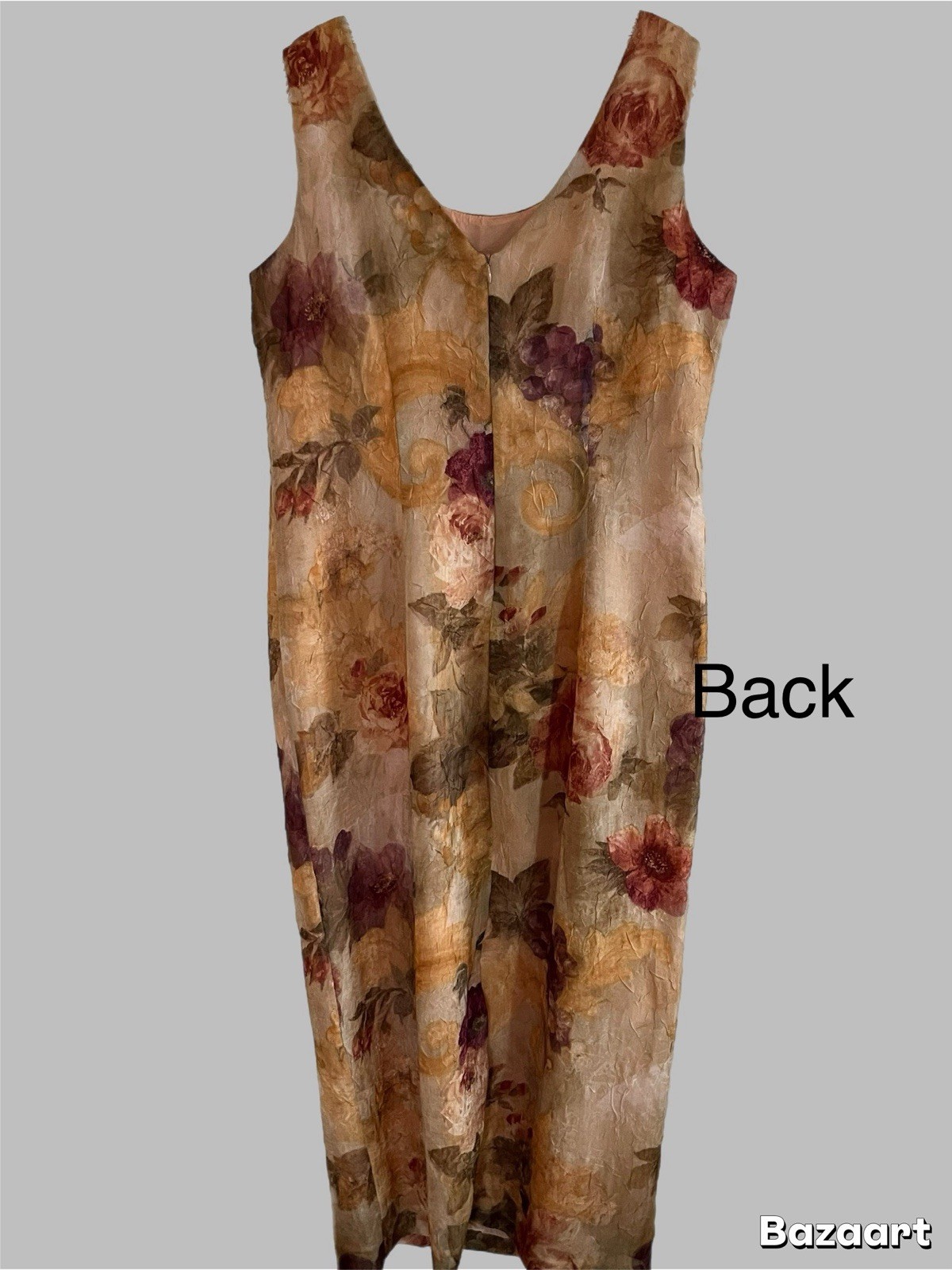 Virgo II Women’s Vintage Sheath Maxi Dress Size 14 Sleeveless Crepe Floral