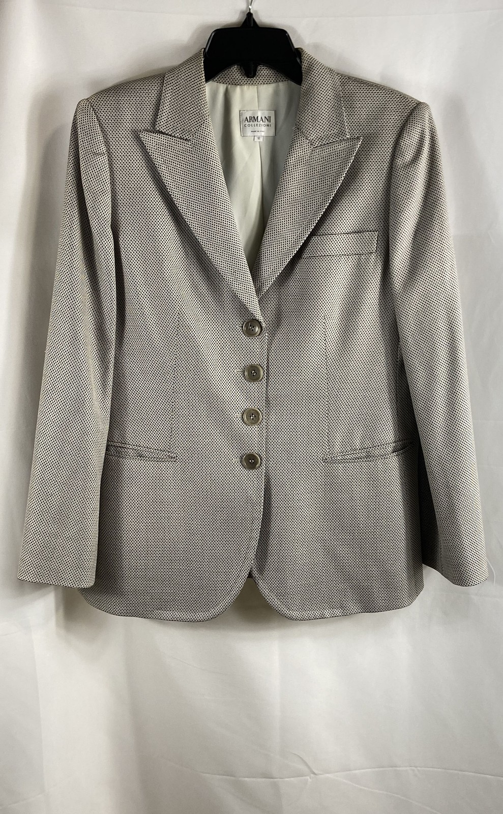 Vintage Armani Collezioni Women’s Gray Virgin Wool Silk Blazer Jacket Italy Sz12