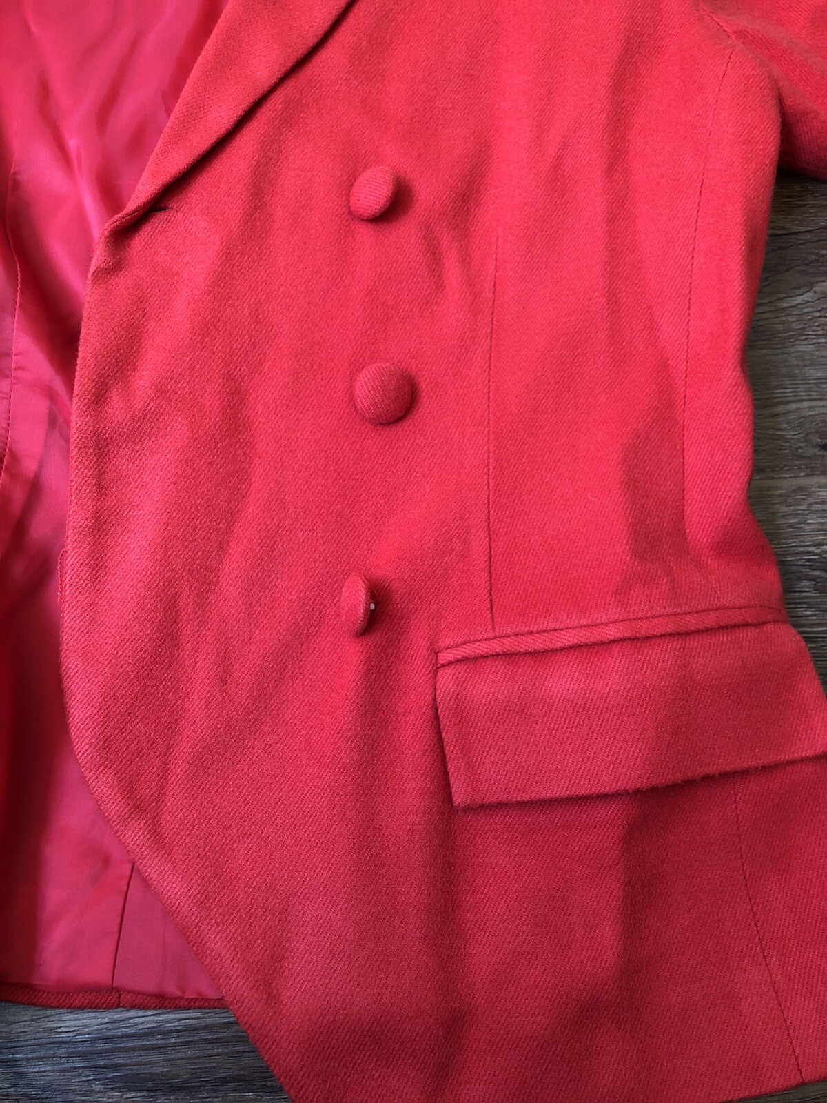 Vintage ’90s Red Double Breasted Military Style Blazer/Jacket Boutique Europa 6