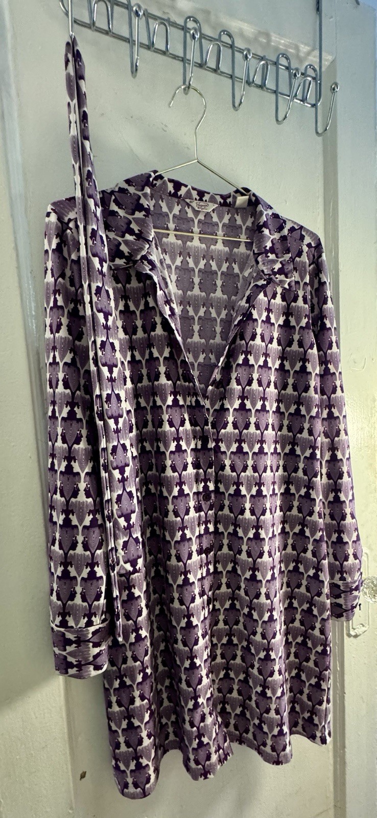 Vintage Shirt Dress Original Penguin by Munsingwear Purple & White Mod Print