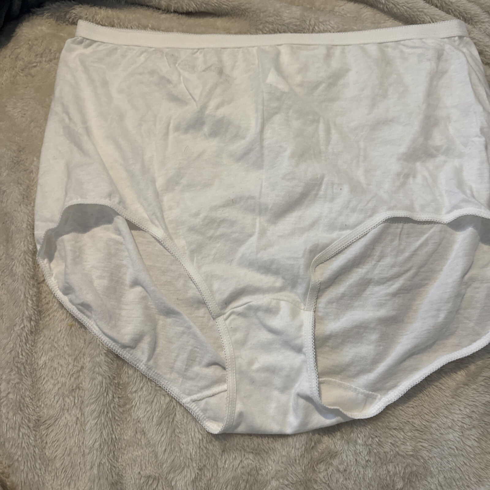 Vintage Sears Granny Panty White Brief Plus Size 10 / XXXL 3XL 100% Cotton USA