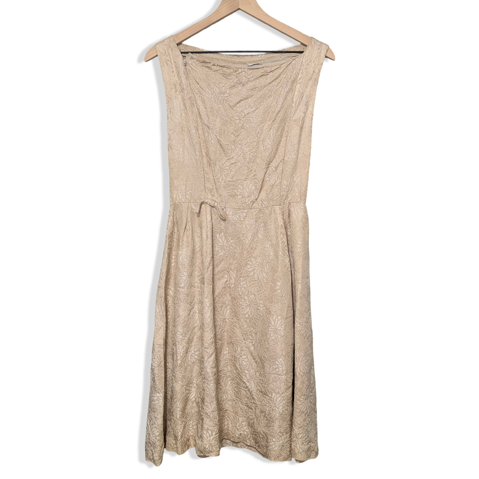 Vintage 1950s/60s Bonwit Teller Women’s Medium Beige Gold Floral A-Line Dress
