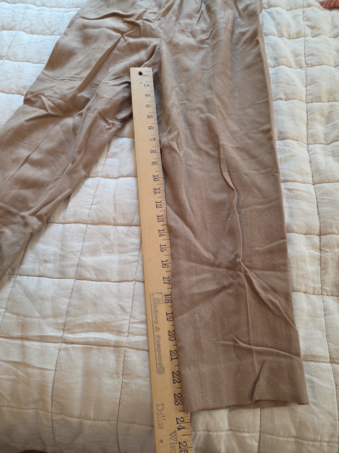 60s Carol Brent Womens Trousers Capris Pants vintage 60’s high waist Tan 24”