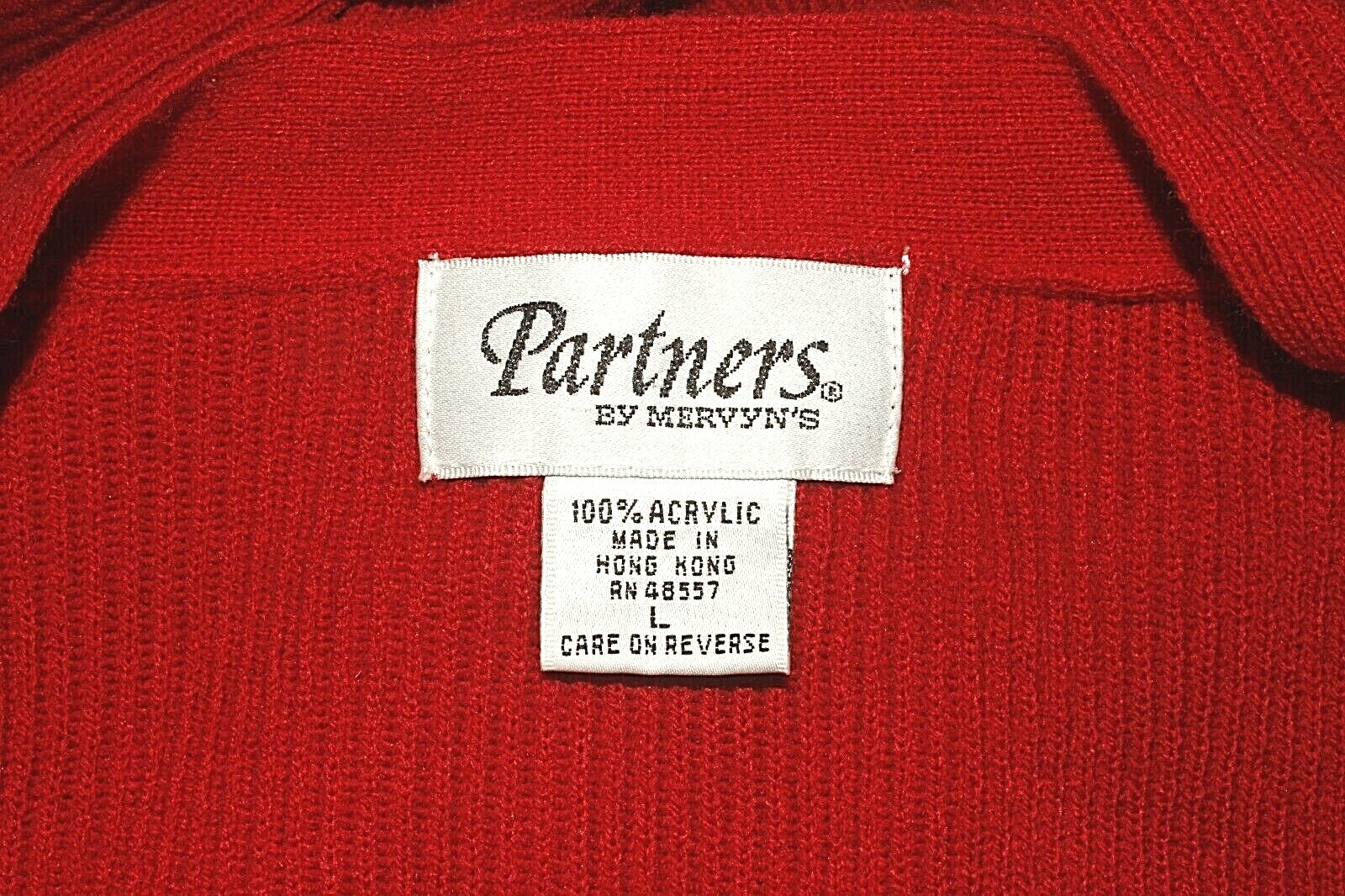 ESTATE VINTAGE PARTNERS MERVYNS Womens Cardigan Sweater Red Pockets Sz L *VG