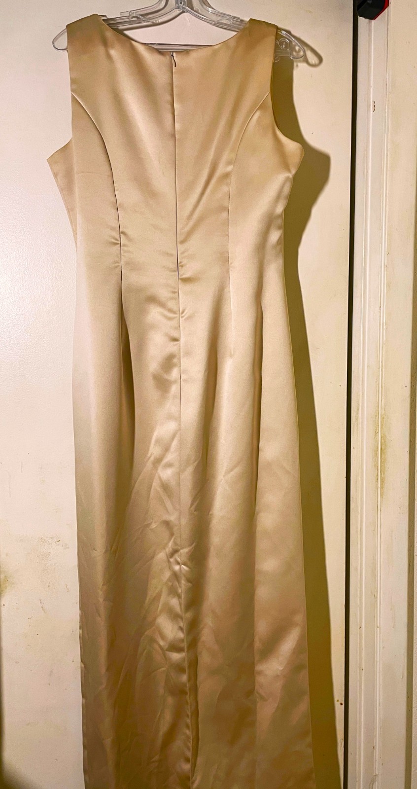 VTG Michaelangelo Pale Gold Sleeveless Sheath Maxi Dress Gown 14