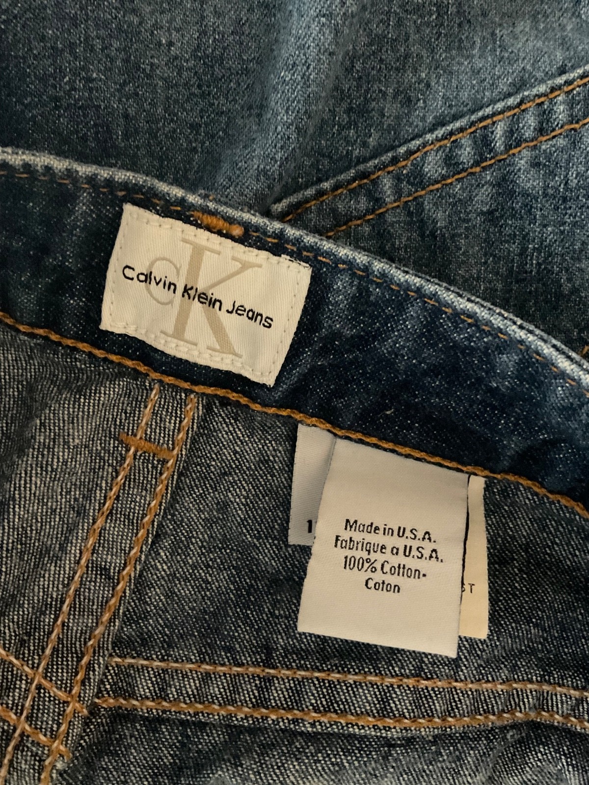 Calvin Klein CK Jeans Size 11 RARE Vintage USA made 100% Cotton Denim UnWorn