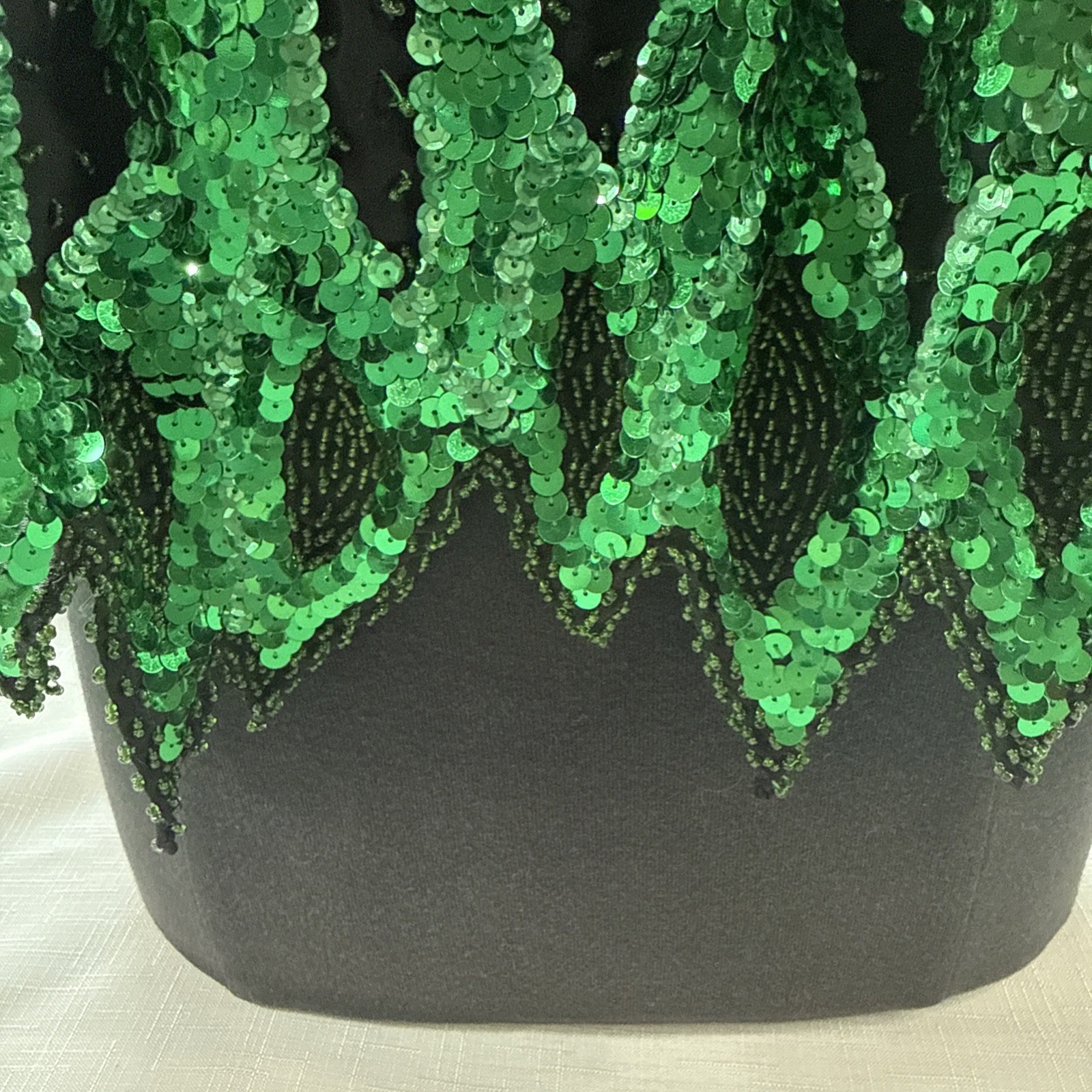 Vintage 80’s Iris Sequin Green And Black Flame Pattern Top Size L