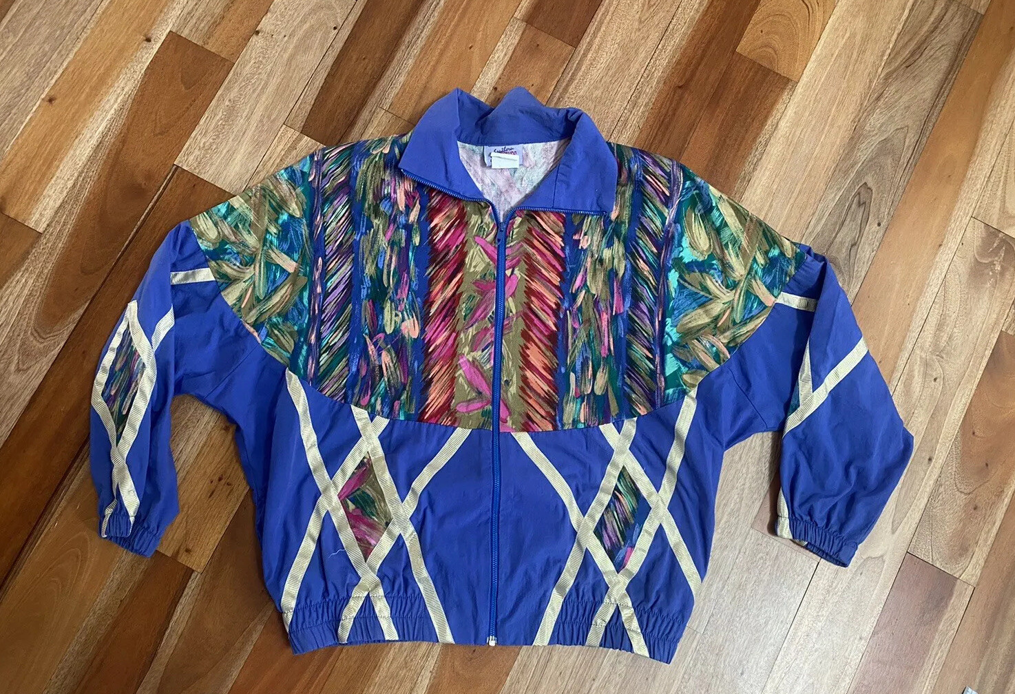 VINTAGE 80s 90s SOUTHERN STITCHES AND MORE TRACK JACKET SAVED BY BELL USA MADE