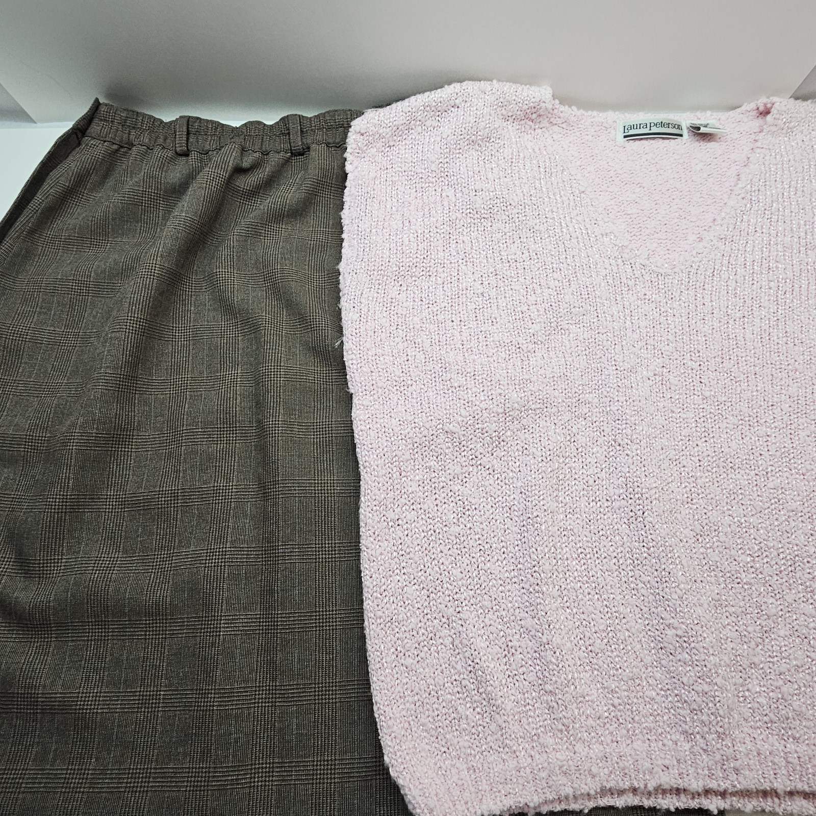 Vintage Plaid Skirt Size 14 and Sweater Top (36) Haberdashery 1980s
