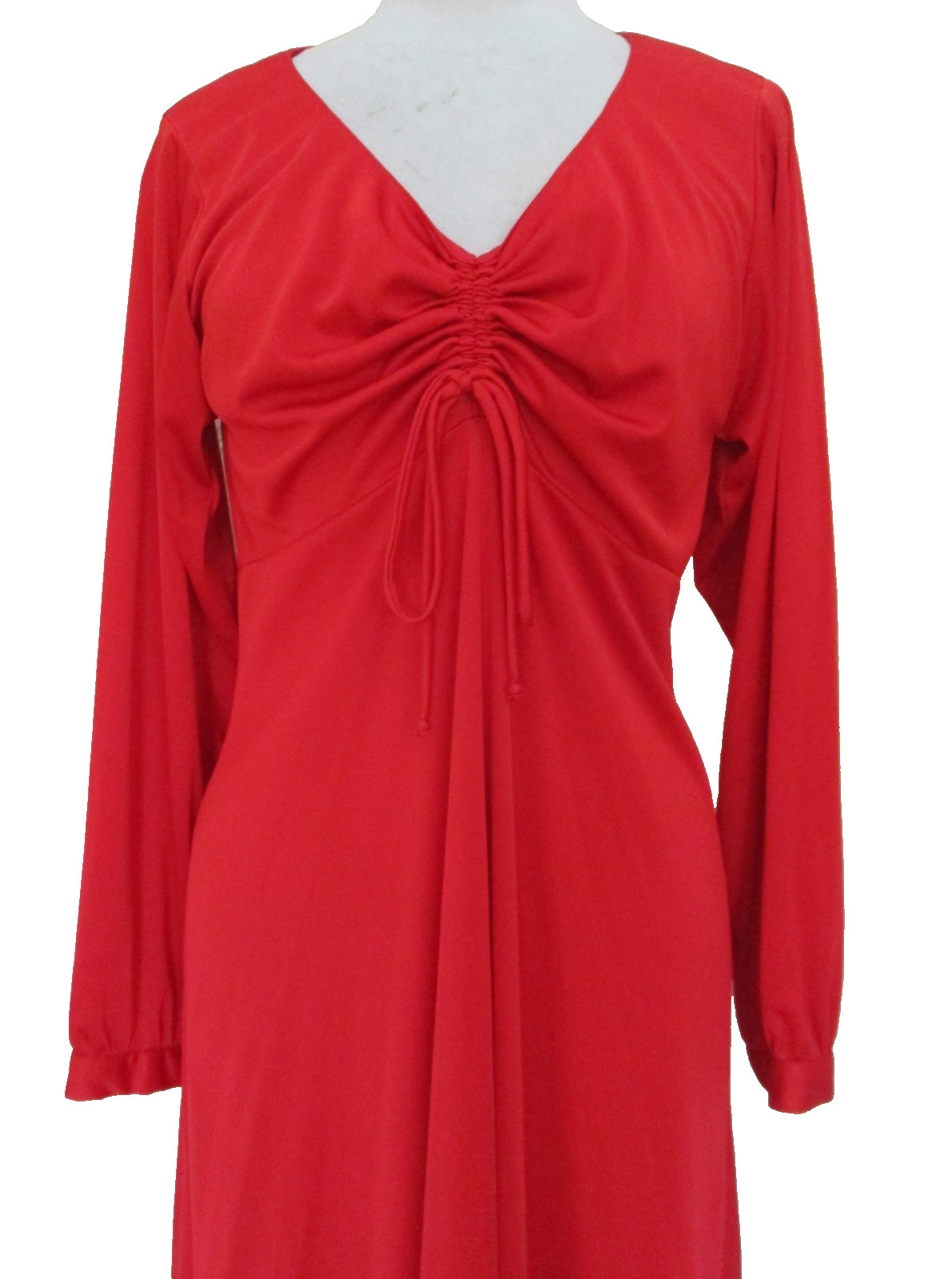 Vintage Coco California Midi Dress M Women Red Slinky Nylon Retro