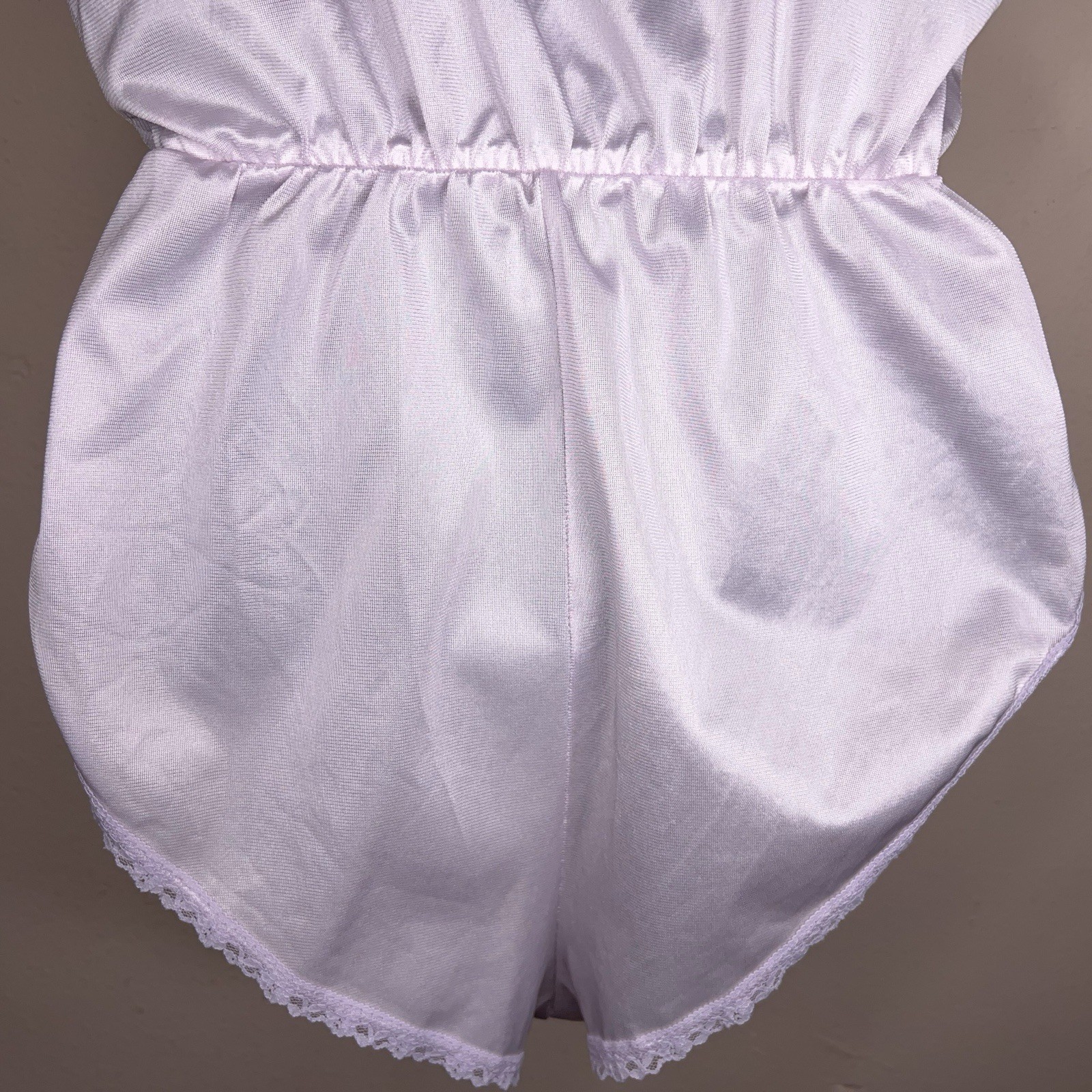 Vintage Small Ashley Taylor Teddy Bodysuit Lilac Pastel Lace Trim Retro Lingerie