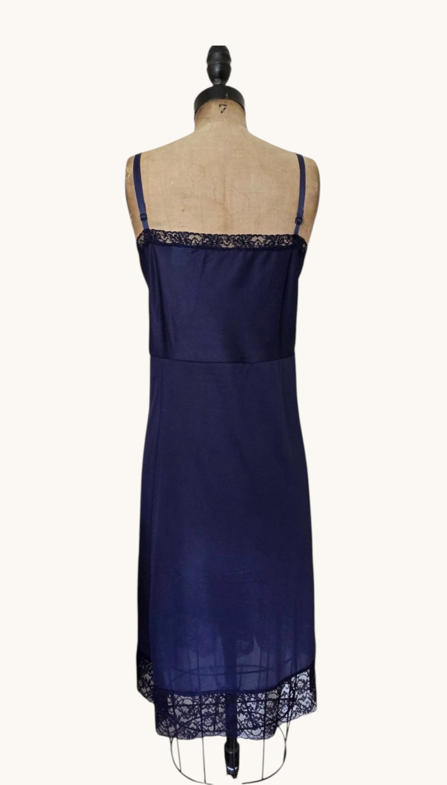 Plus Size Vintage 40s Blue Nylon Slip by Bradley Bust 44 Excellent