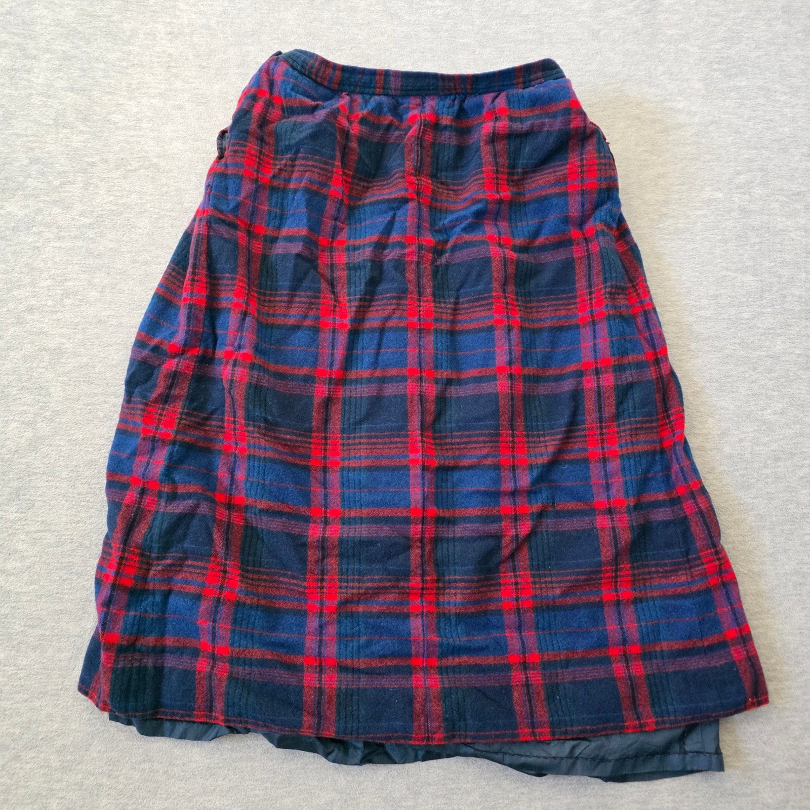 Pendleton Vintage Wool Plaid Midi Skirt Navy Red Green Size 12 Made in USA T528