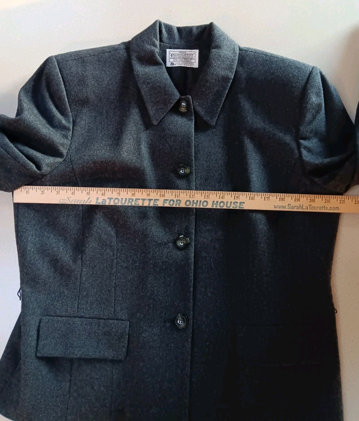 Vintage Miss Pendleton 100% Wool Gray Blazer Jacket Size 16