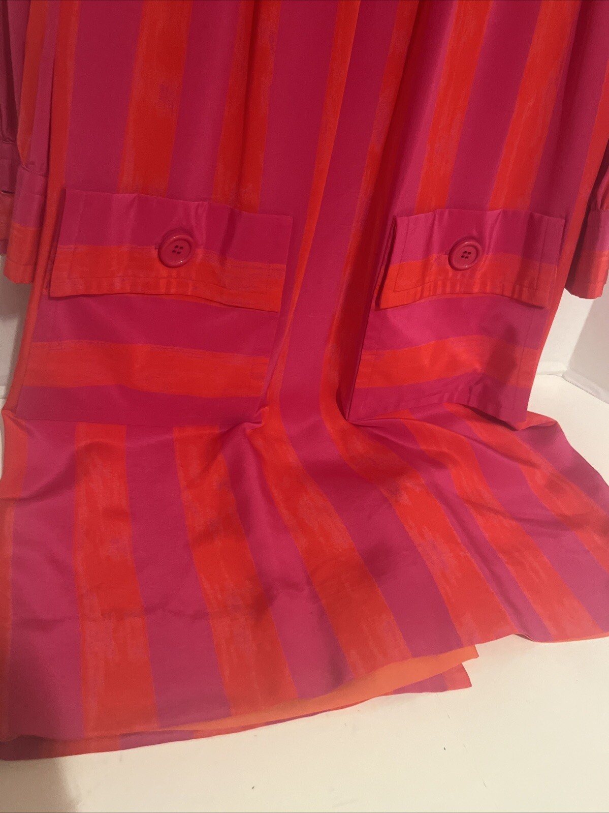 VINTAGE ADELE SIMPSON SILK COCKTAIL SHIFT DRESS PINK ORANGE Striped Size 12