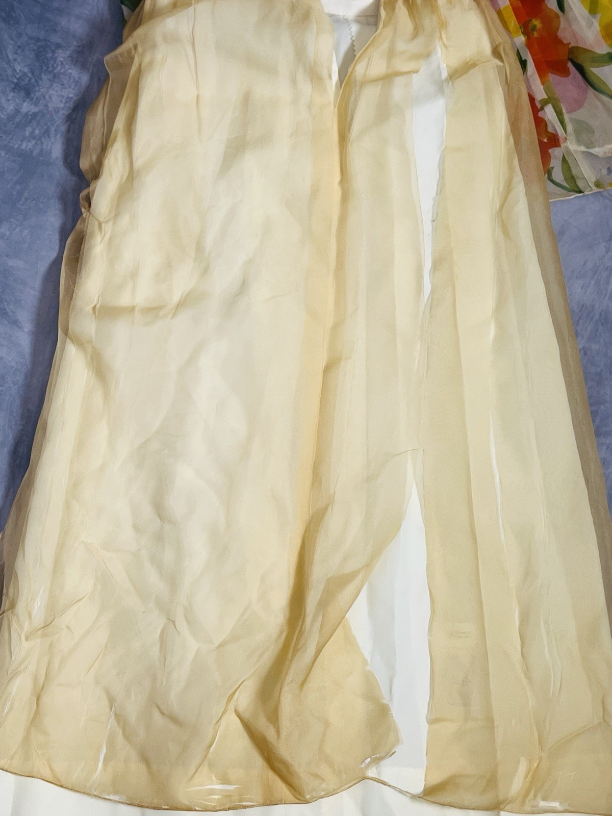 Vintage 1970s Kiki Hart Floral Watercolor Silk Chiffon Romantic Dress NWT Size S