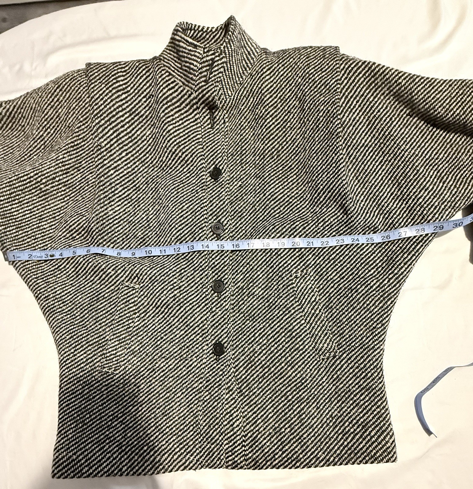 Vintage Women’s Barbarella 100% Pure New Wool Black & White Tweed Pattern Sz9/10