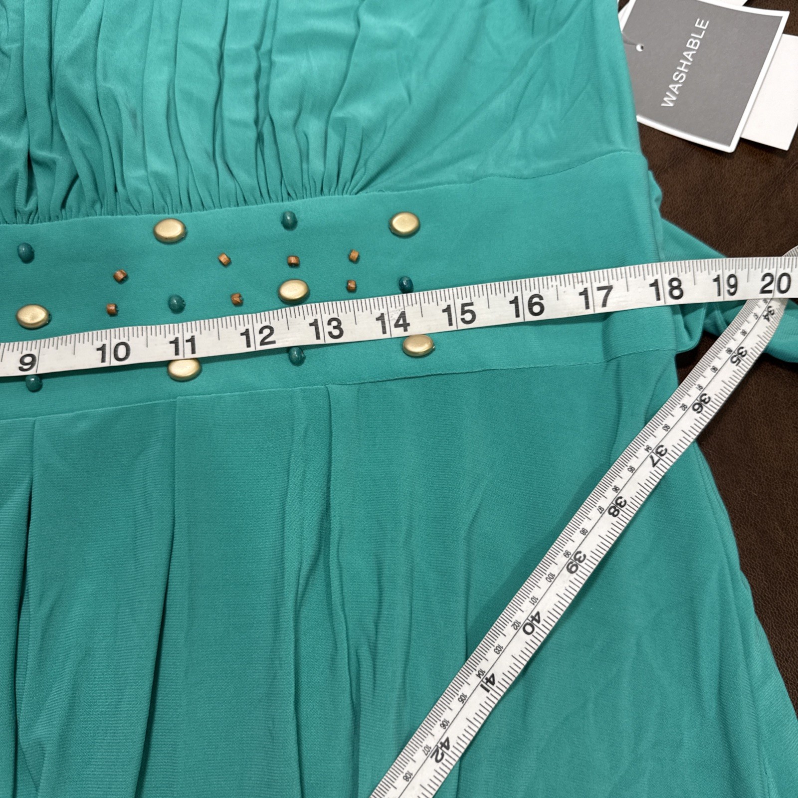 NEW Vintage 90s Miss Dorby Swing Dress Pleated Beaded Full Skirt Chiffon Sz 16