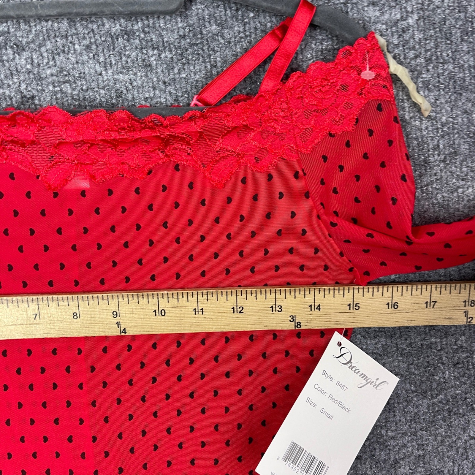 NEW VINTAGE Y2K Dreamgirl dress Small Red polka dot Heart Mesh Off Shoulder