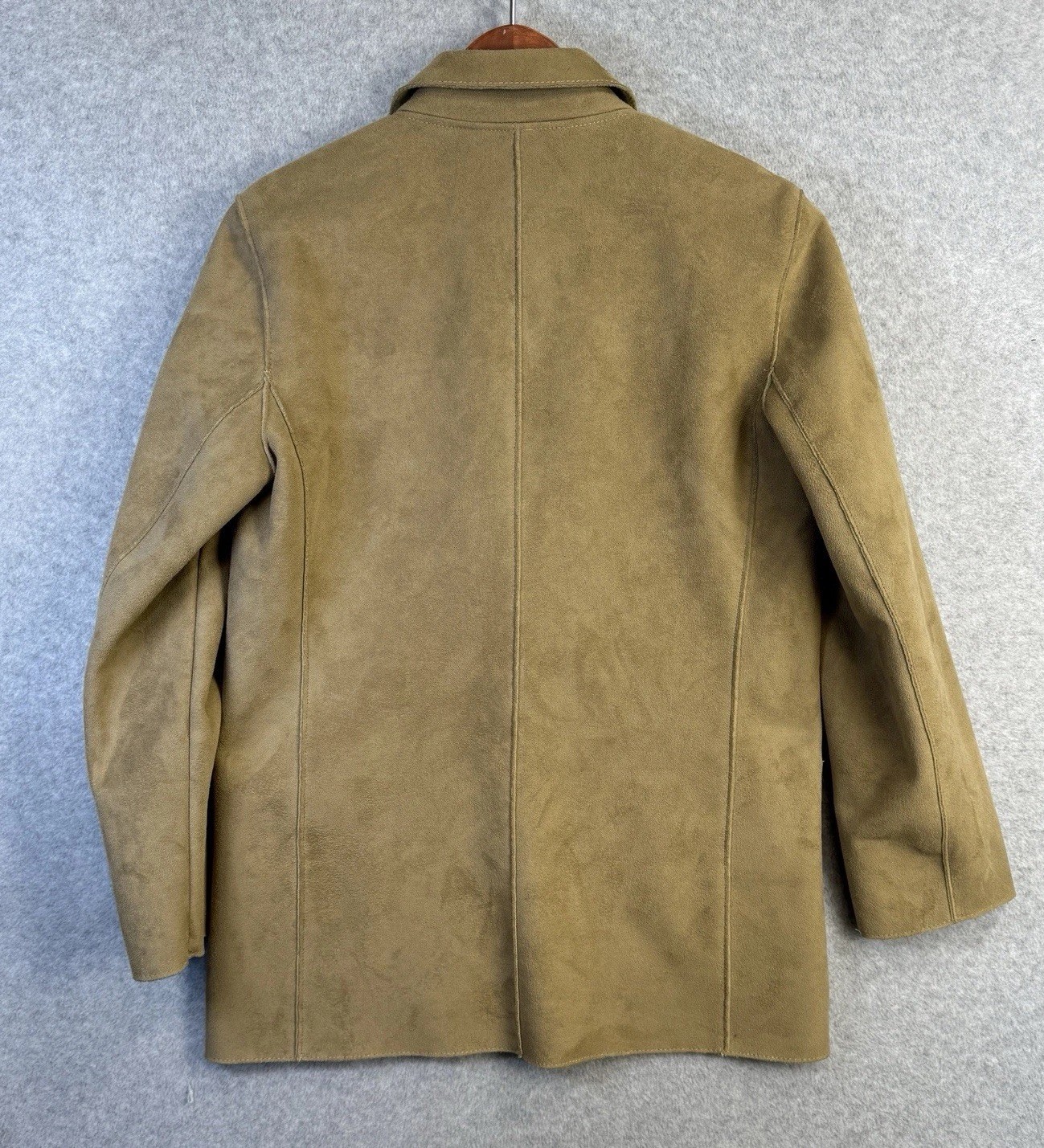 VTG Harve Benard Faux Suede Long Jacket Tan Brown Size 4 Western Open Front