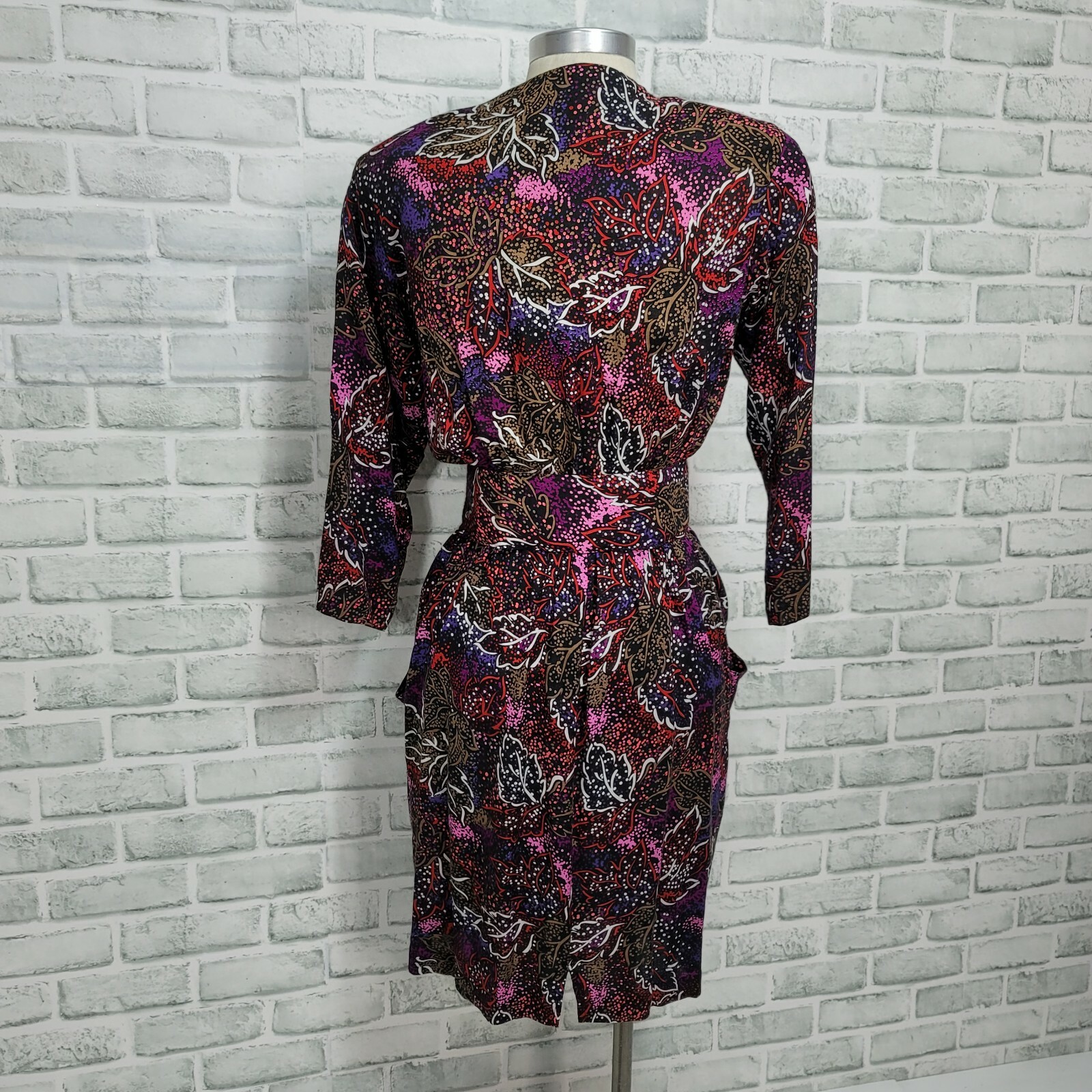 Vintage 80s 90s Cimmaron Womens S Abstract Button Front Dress W/ Belt Geeky