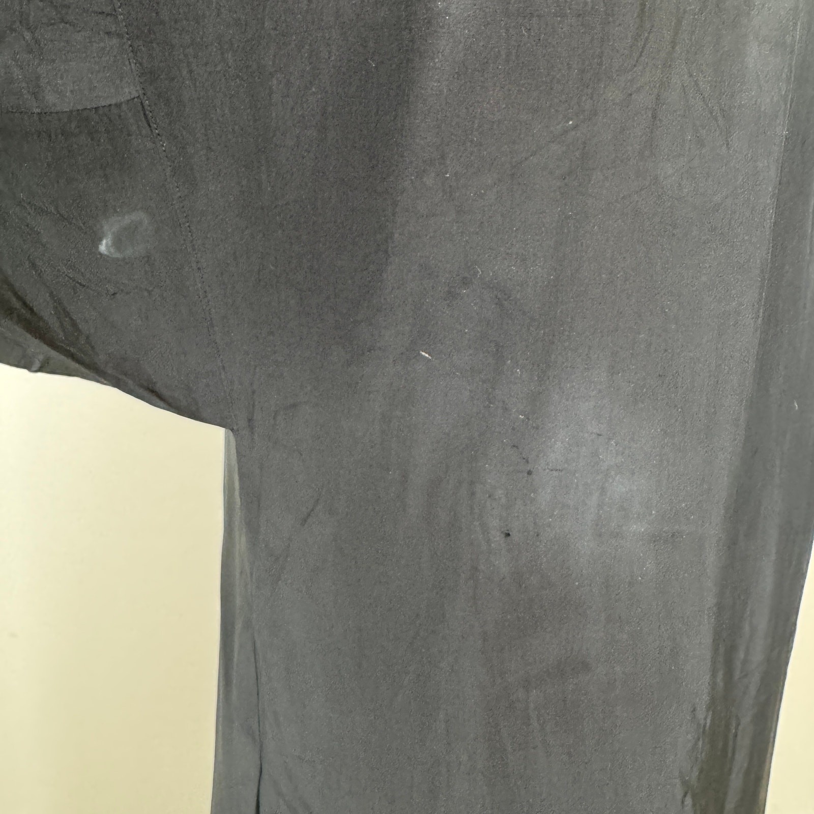 Vtg 80s Cathy Hardwick Black Silk Batwing Dress Dolman Sleeve Minimalist Pockets