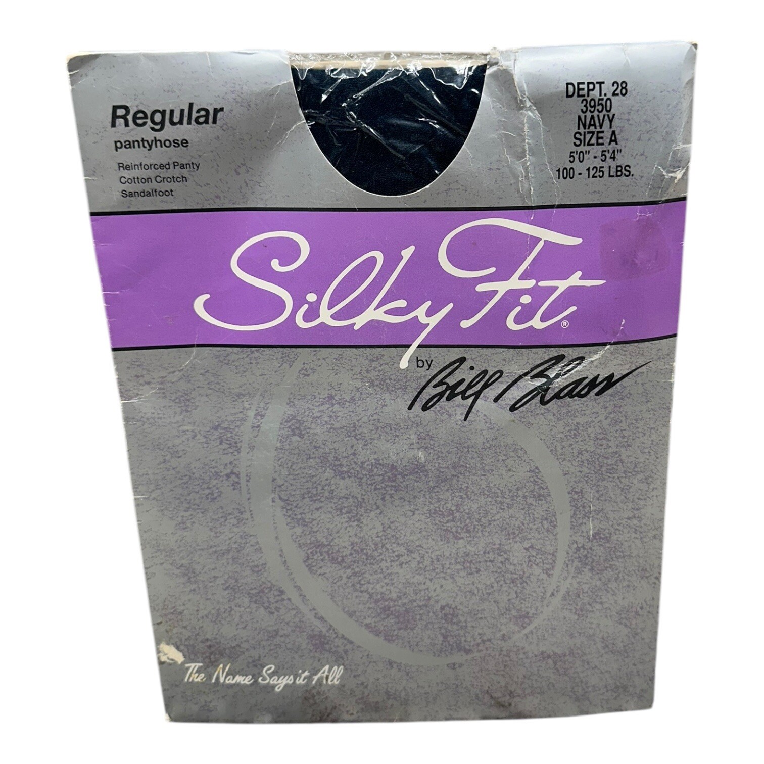 Vintage Silky Fit Bill Blass Pantyhose Navy Blue Size A USA 3950 Classic Solid