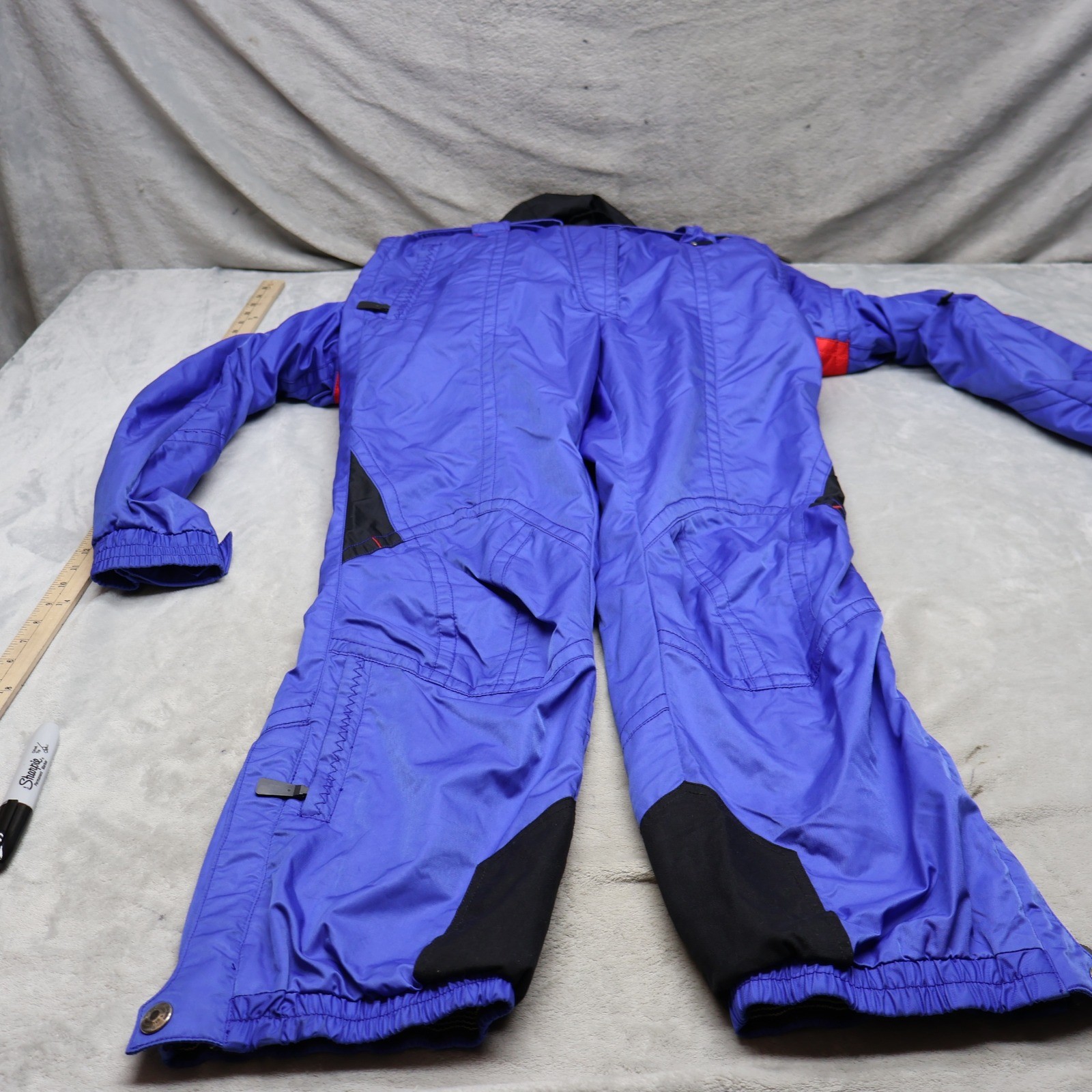 Obermeyer Snowsuit Women Large Blue Rain Wind Belted Retro Winter 80s VTG 34×35