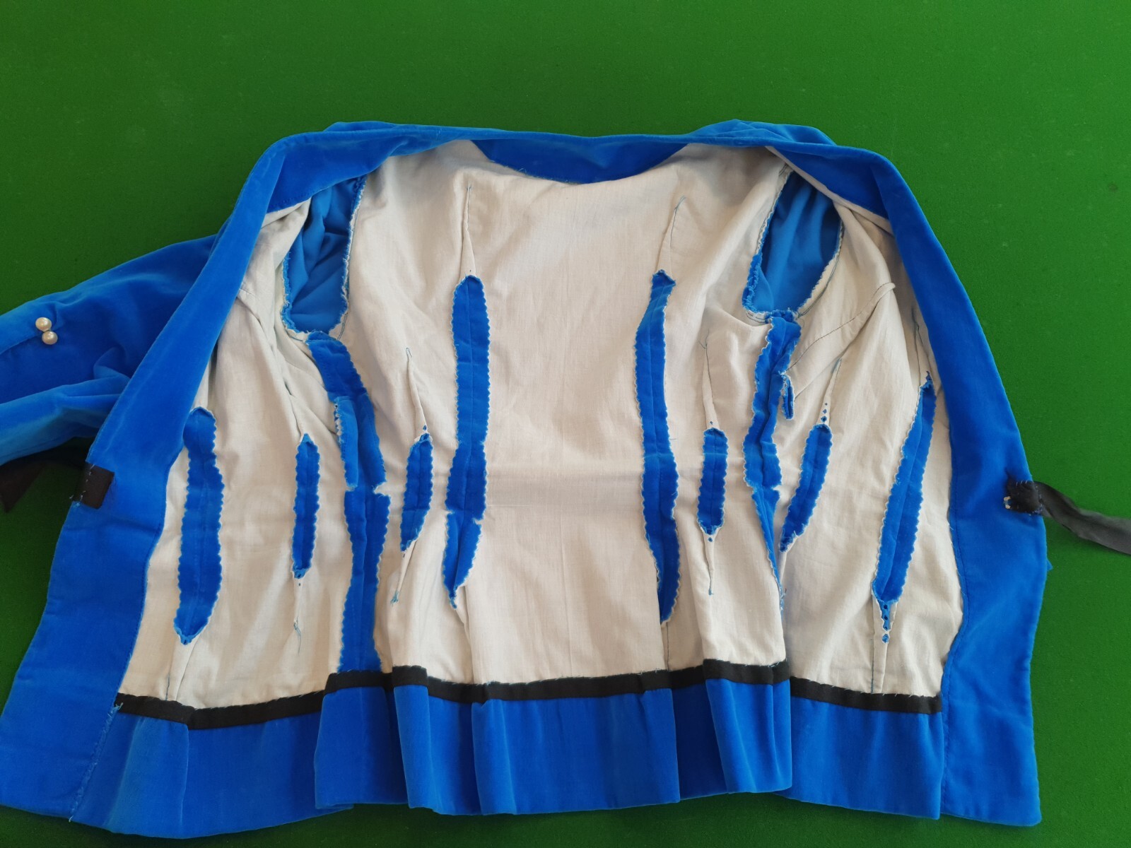 VINTAGE Velvet Jacket XS-S Royal Blue Medieval Costume Dirndl Traditional / 50s