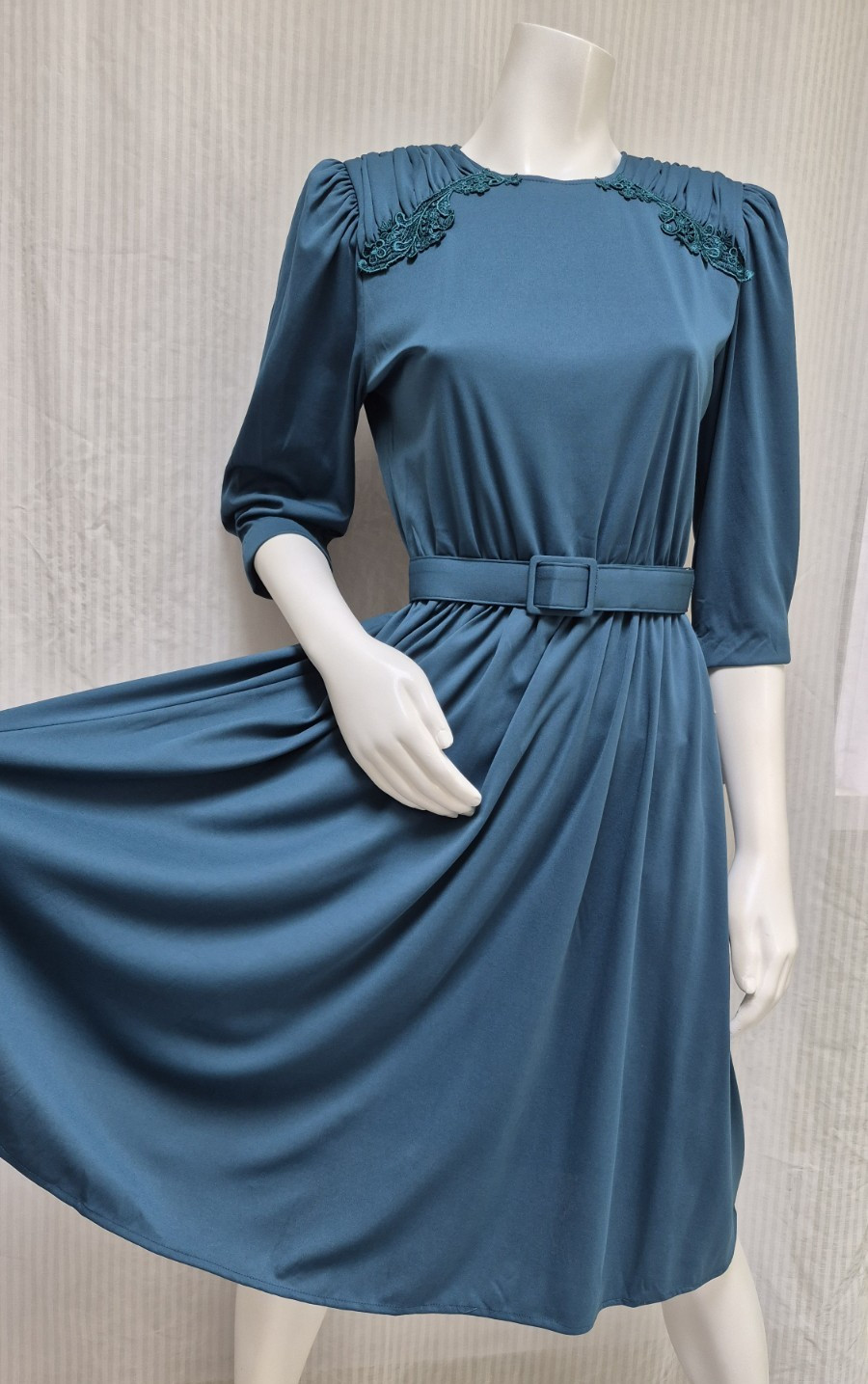 NWT Vintage 1980s TABBY CALIFORNIA Teal Dress with BELT – Size M