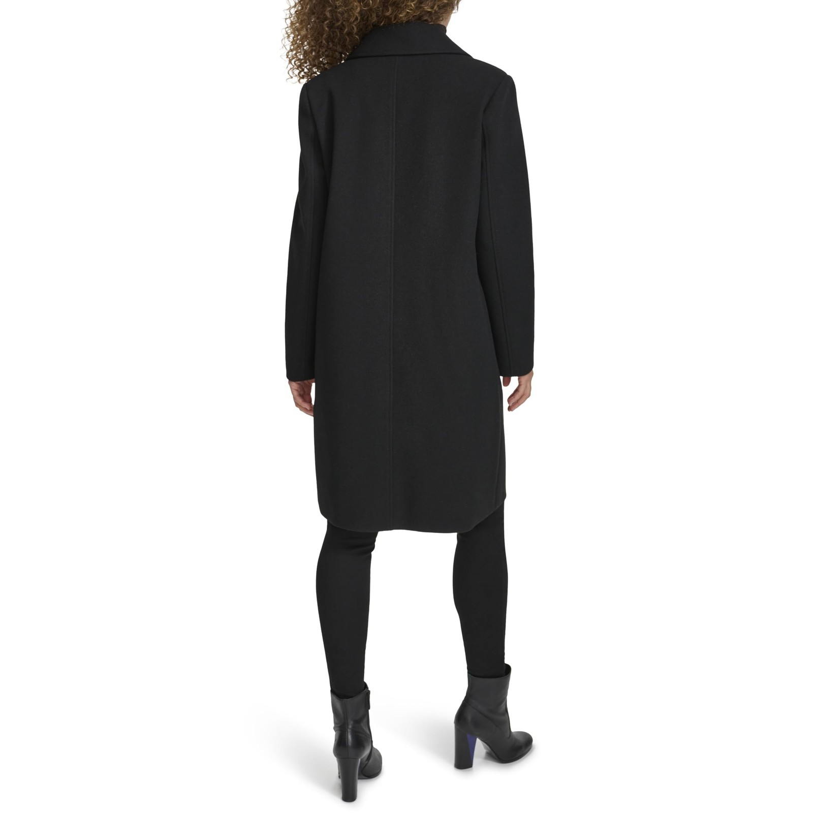 Kenneth Cole Women’s Notch Collar Fly Front Single Breasted Topcoat Large Black