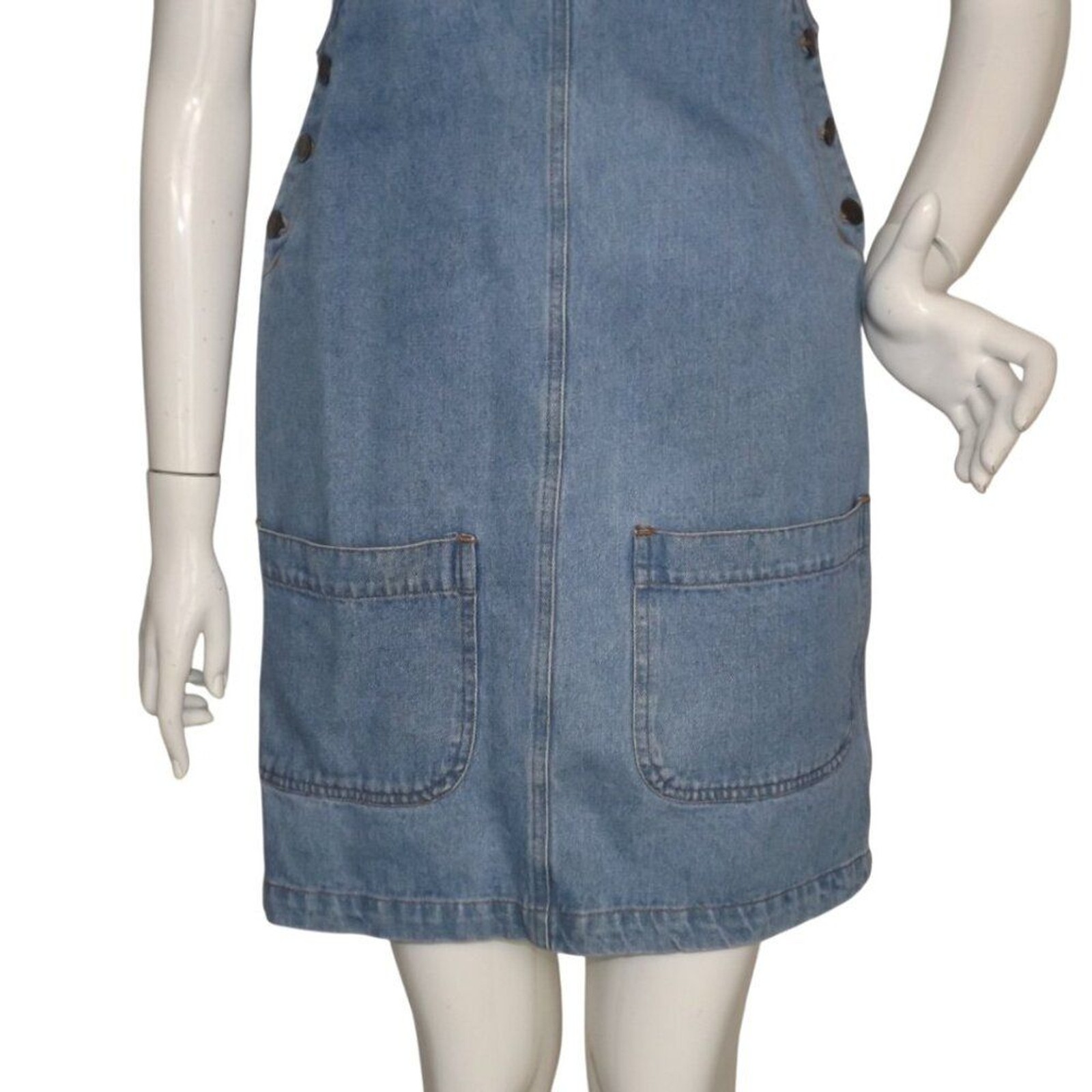 SPEED CONTROL Denim Jumper/Skirt-all, S, Shoulder buckles, Pockets, Vinyl straps