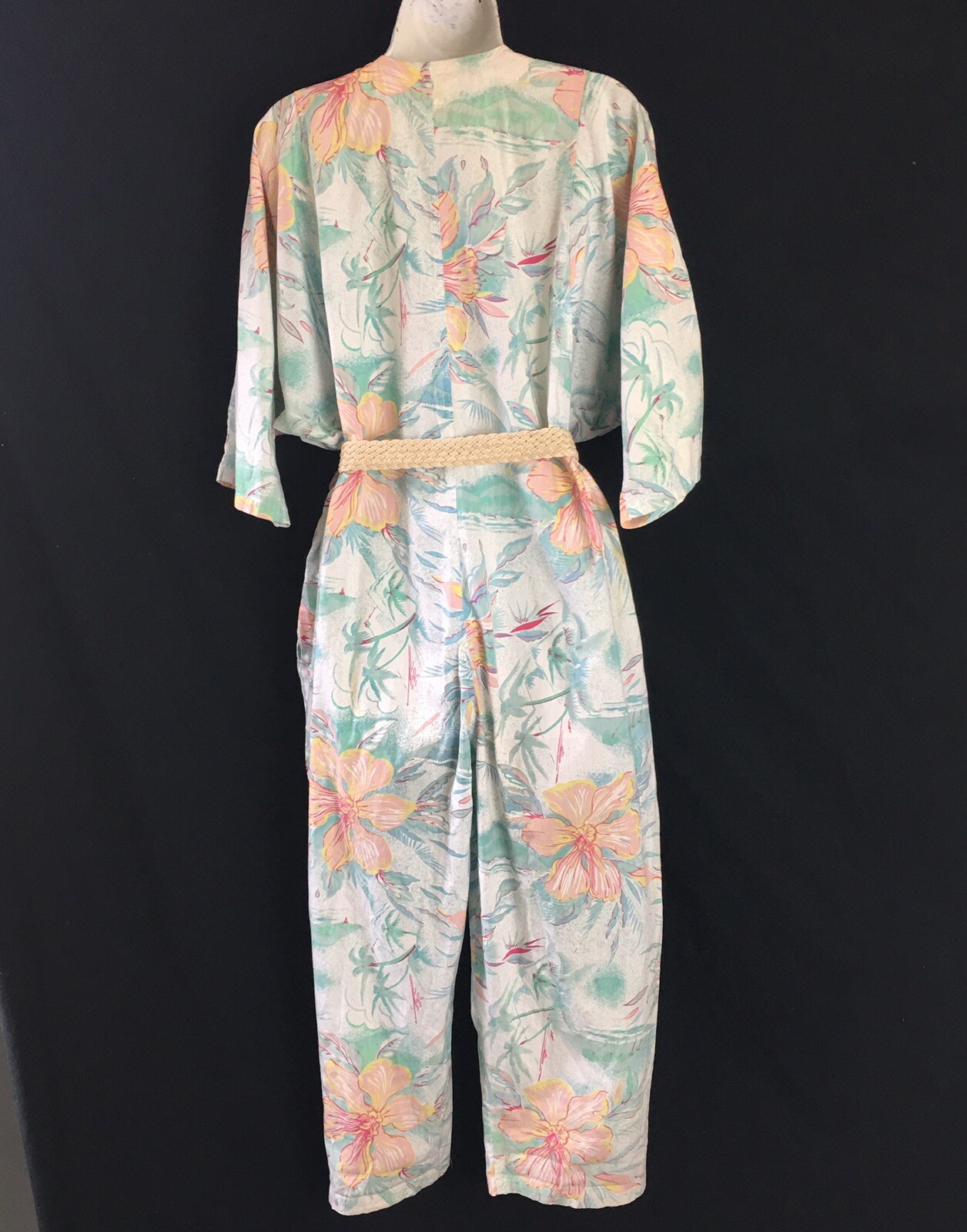 Blowout L.A. Jumpsuit True VINTAGE women 90s Belted Floral Size L To XL USA made