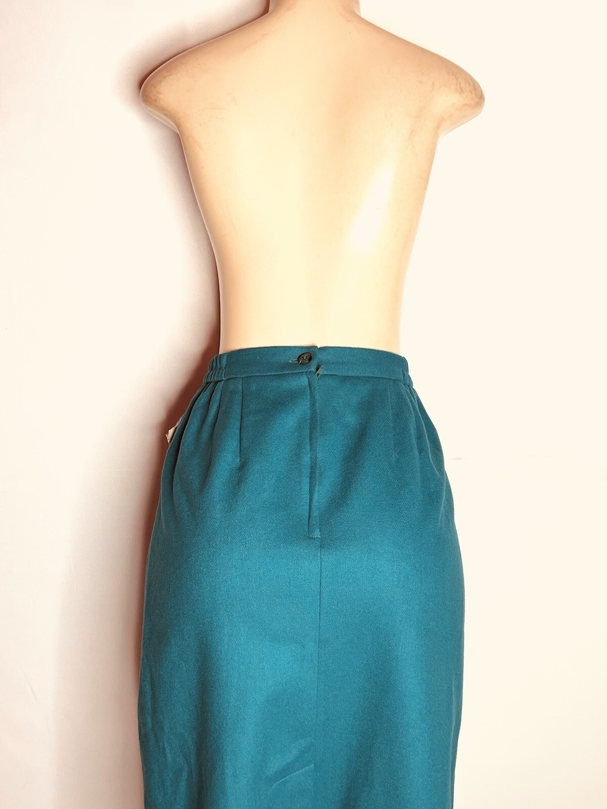 WORTHINGTON VINTAGE TEAL 100% WOOL FULLY LINED PENCIL SKIRT SIZE 12