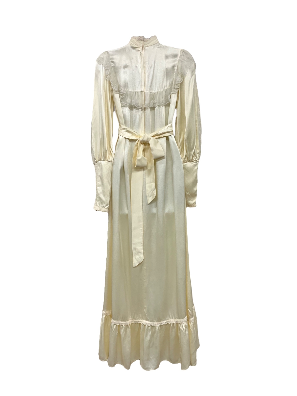 Vtg Vintage 1970s 70s Gunne Sax Gunnies Ivory Satin and Lace Wedding Dress